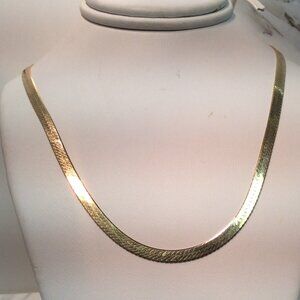 14K SOLID YELLOW REAL GOLD HIGH POLISH HERRINGBONE NECKLACE CHAIN 7.10GR  18''